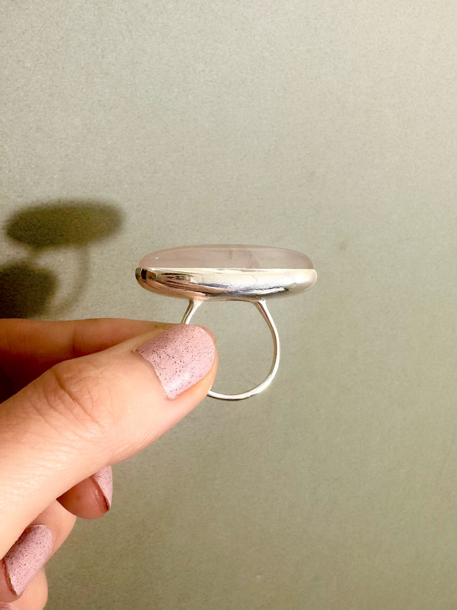 (ローズクオーツ/silver) volume baguette ring
