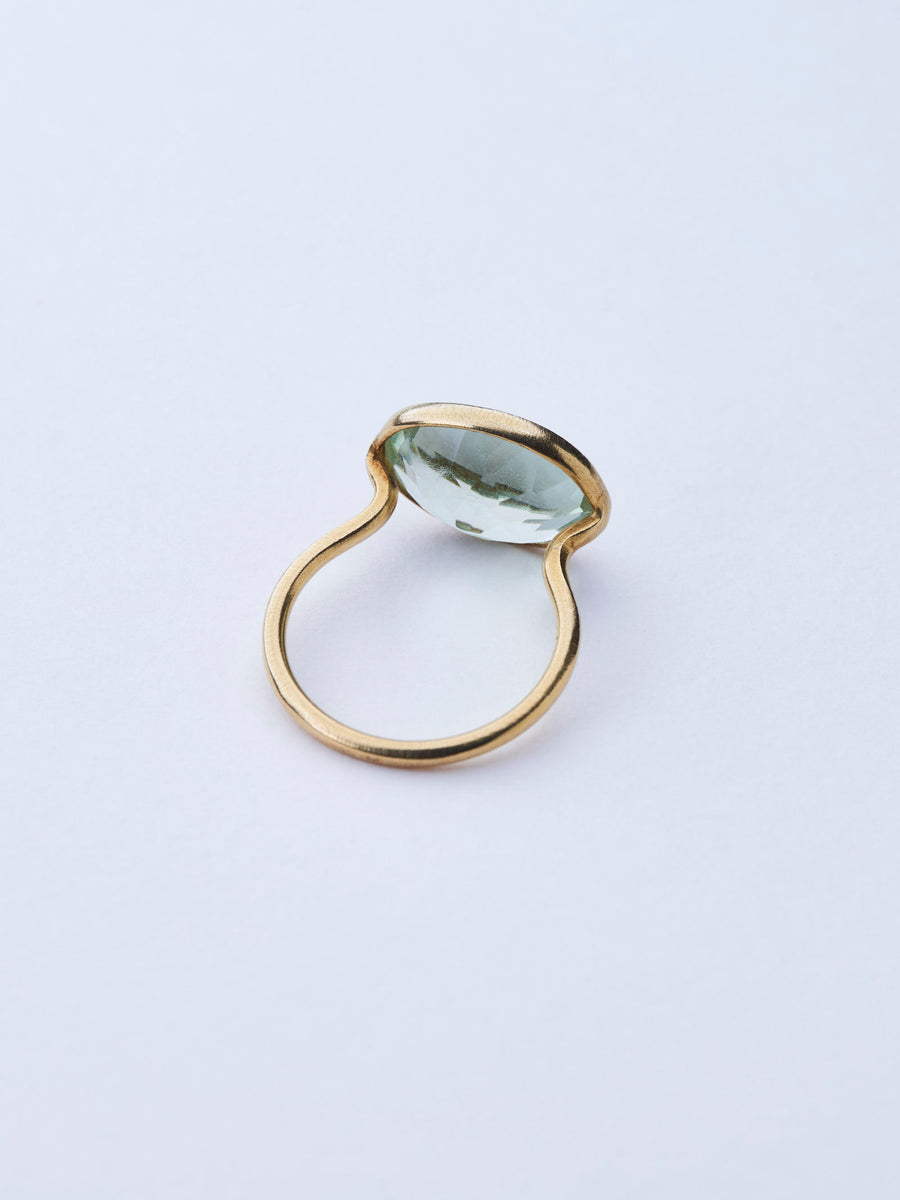 グリーンアメジスト(gold)：oval flower ring