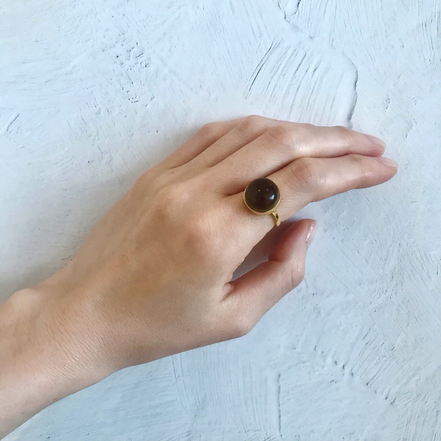 スモーキークオーツ(gold) : moon walk  ring