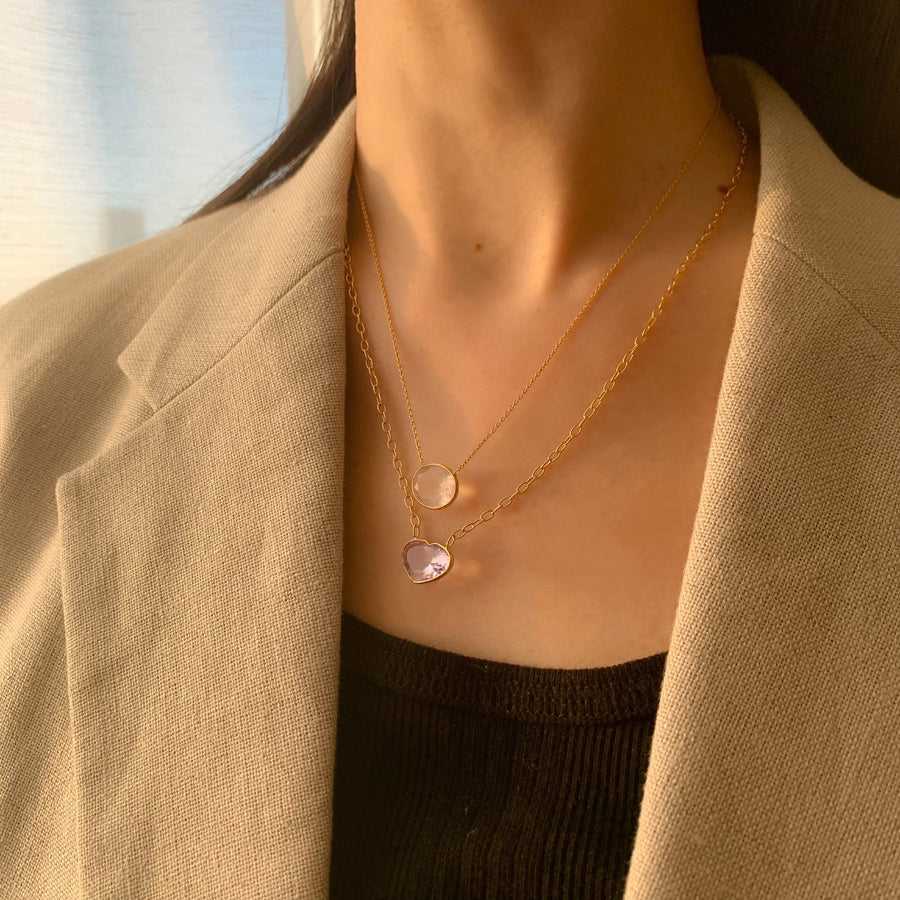 ピンクアメジスト(gold)：Ms.heart necklace