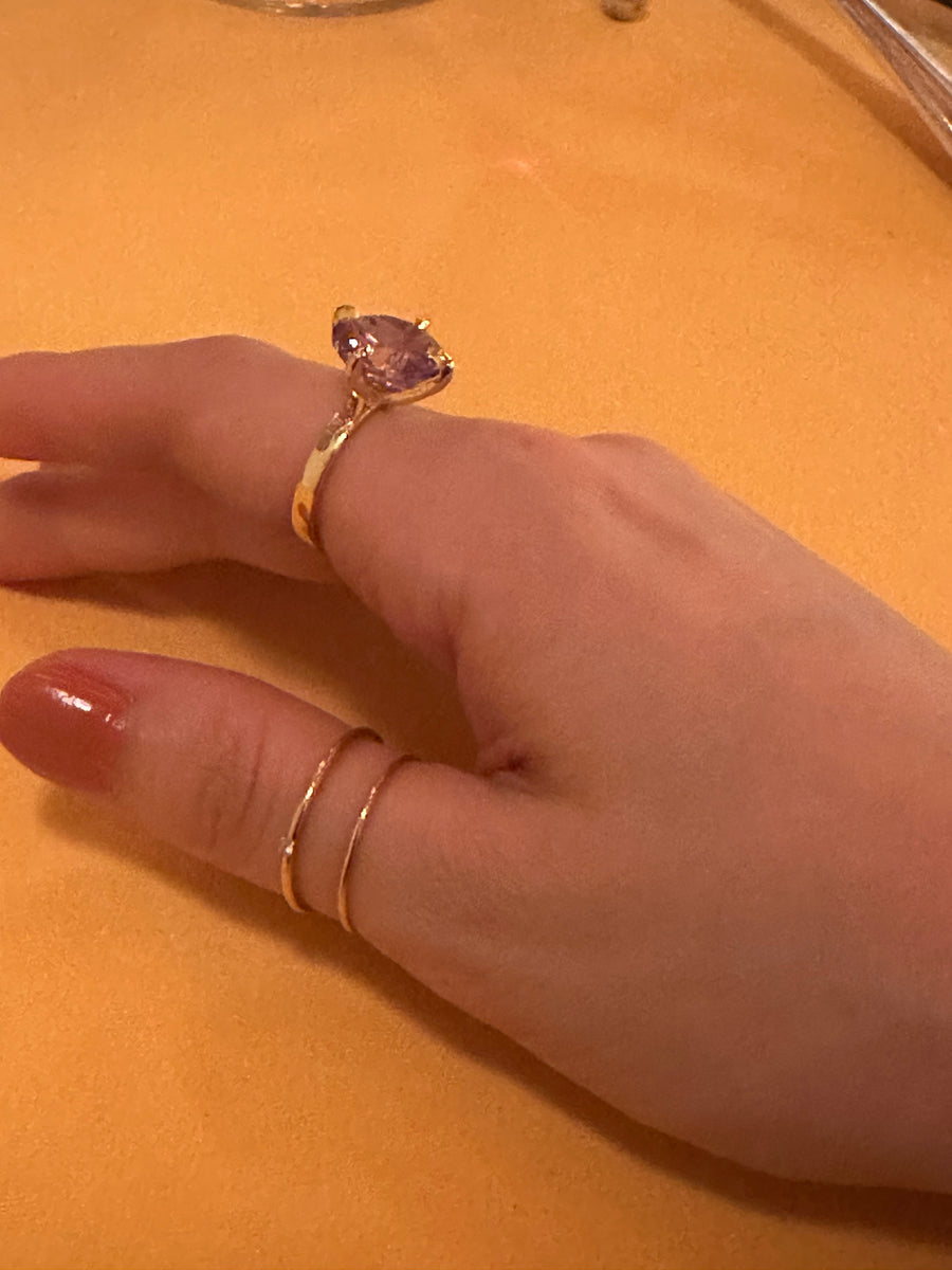 (ピンクアメジスト/gold) kitty nails ring