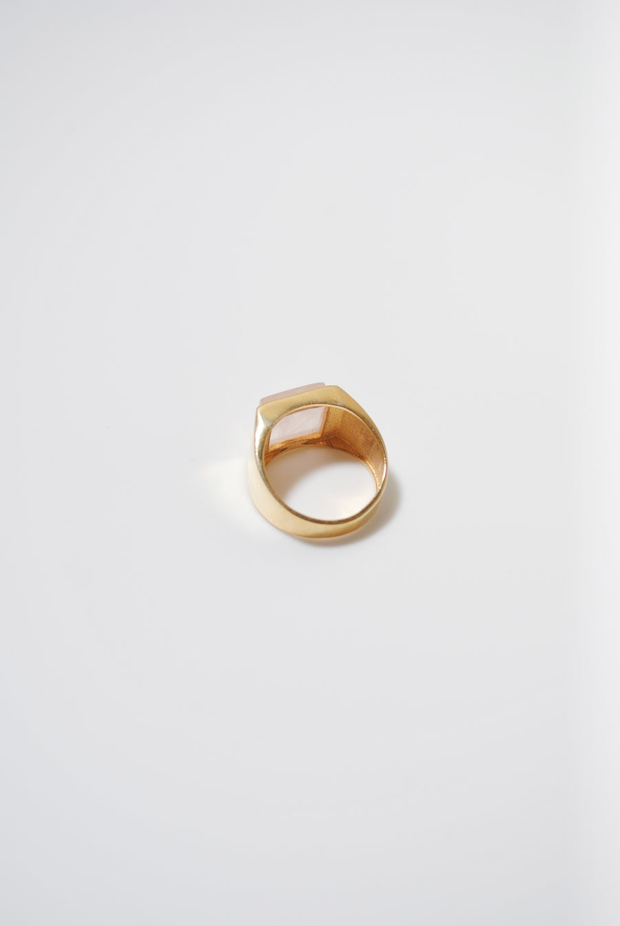 (ローズクオーツ/gold) unisex block ring