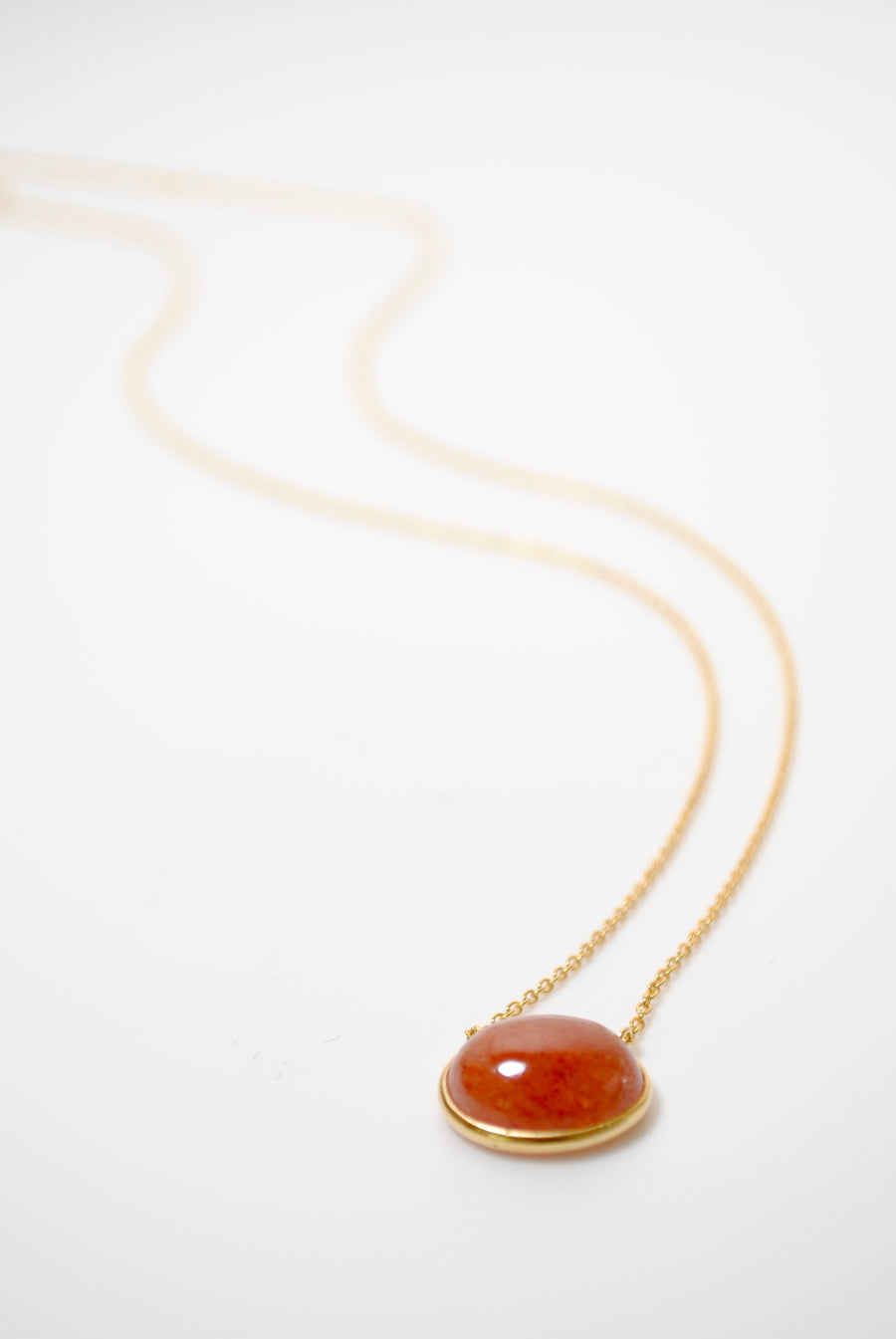 (サンストーン/gold) oval flower CAB  necklace