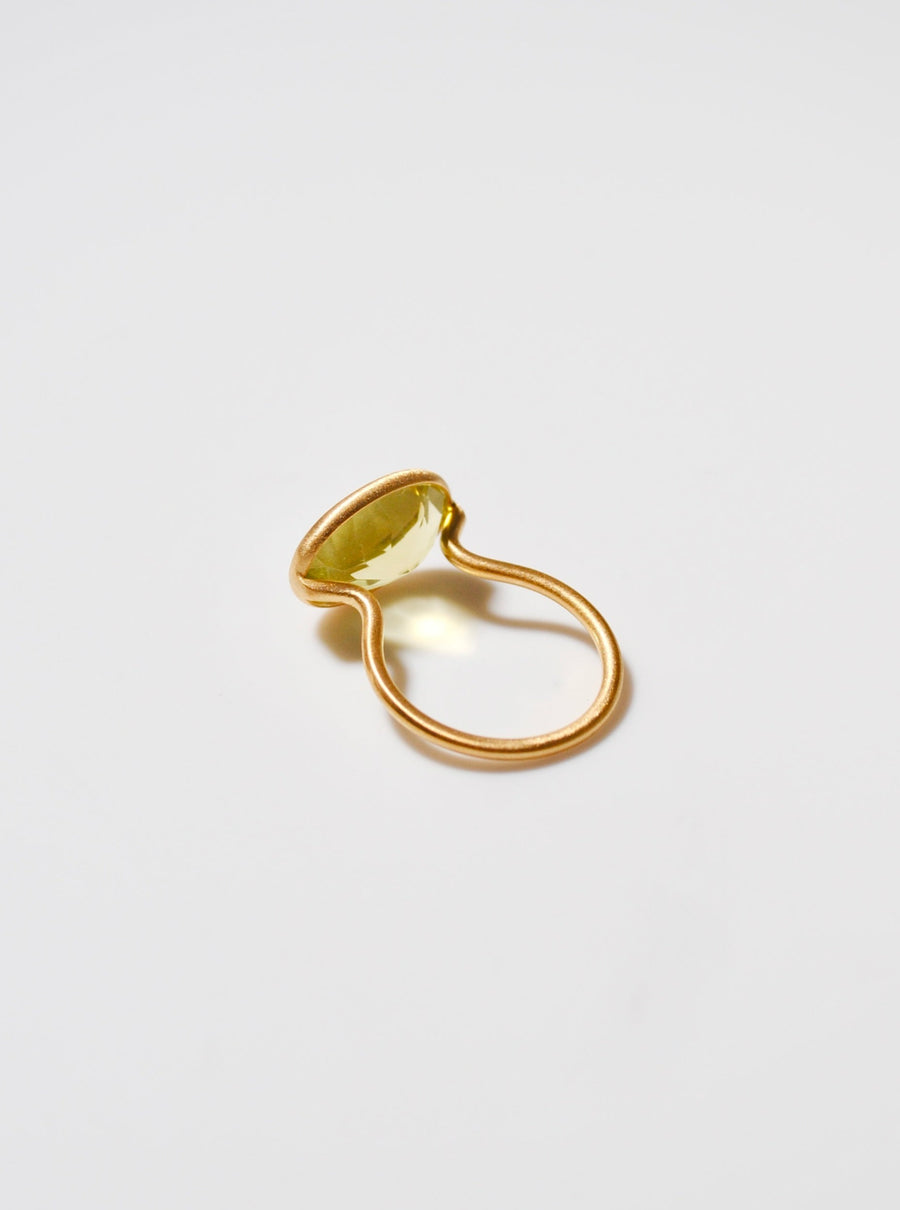 (ゴールデングリーンクオーツ/gold) oval flower ring