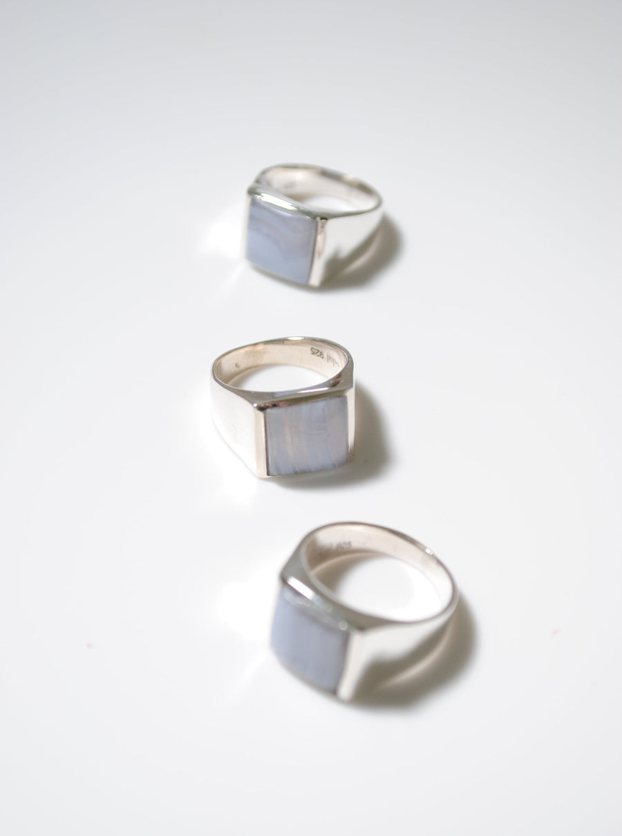 (ブルーレース/silver) unisex block ring