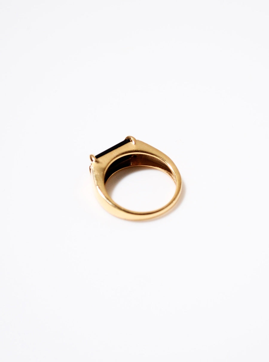 (ブラックオニキス×ルビー/gold) two tone side pave ring