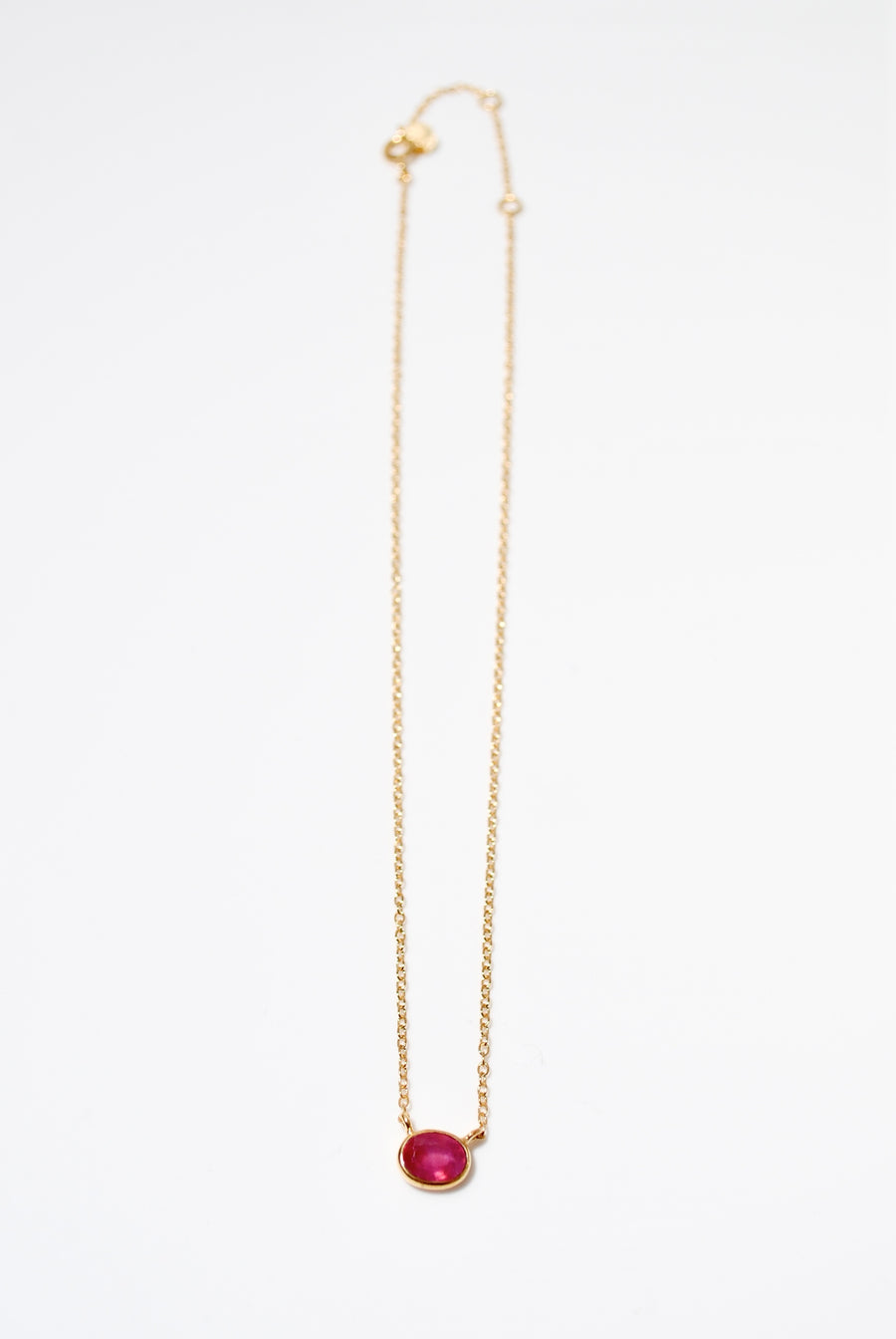 (ピンクルビー/gold) oval thick chain necklace