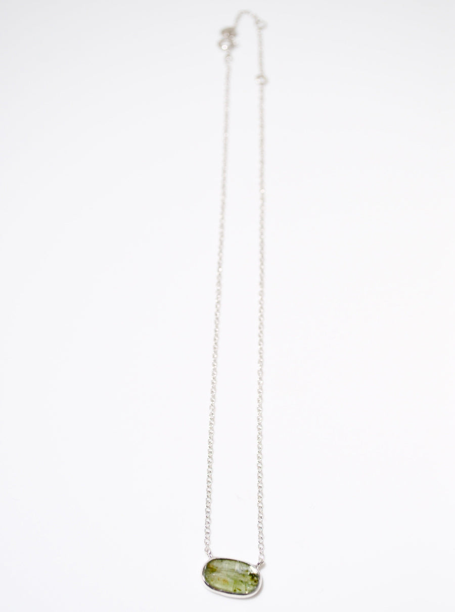 (モスミントカイヤナイト/silver) : free shape thick chain necklace