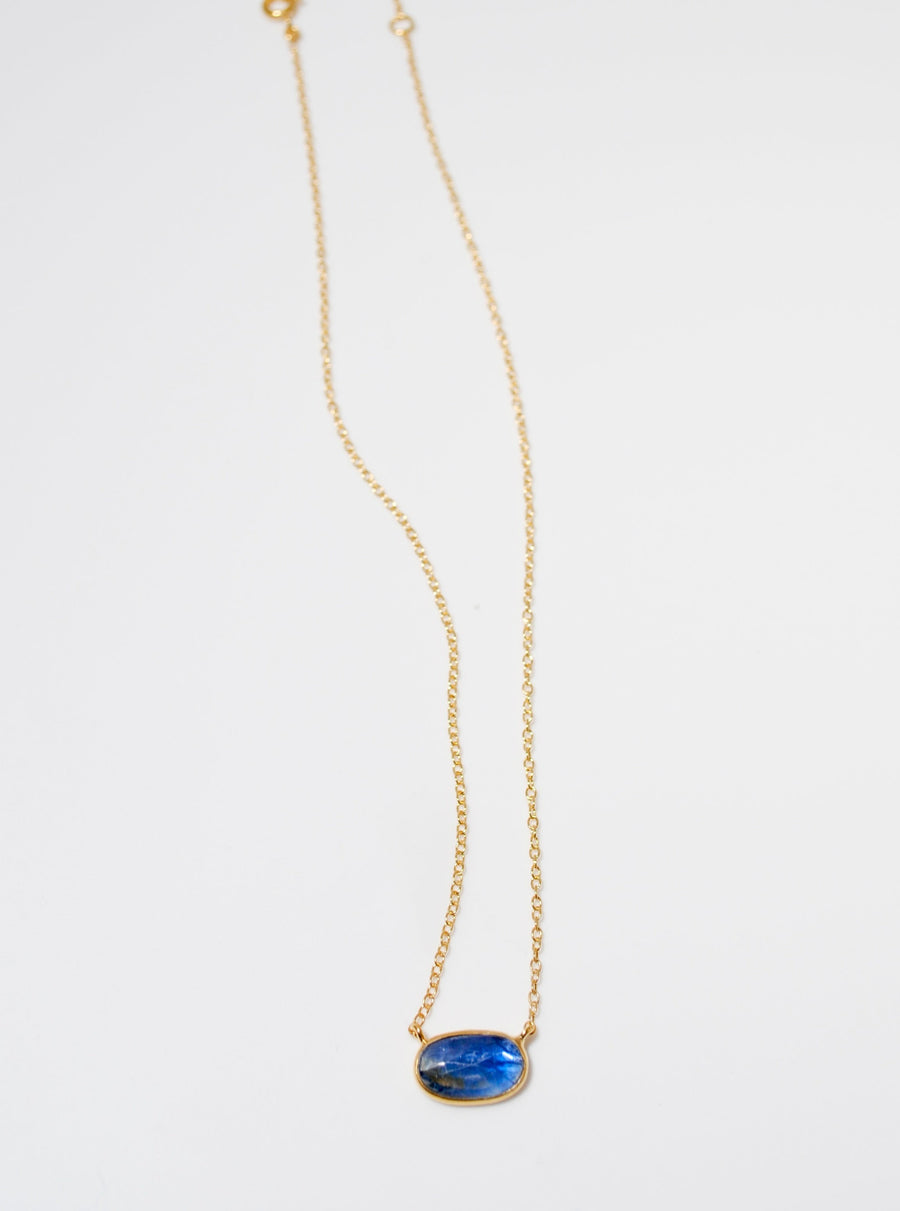 (ブルーカイヤナイト/gold) : free shape thick chain necklace