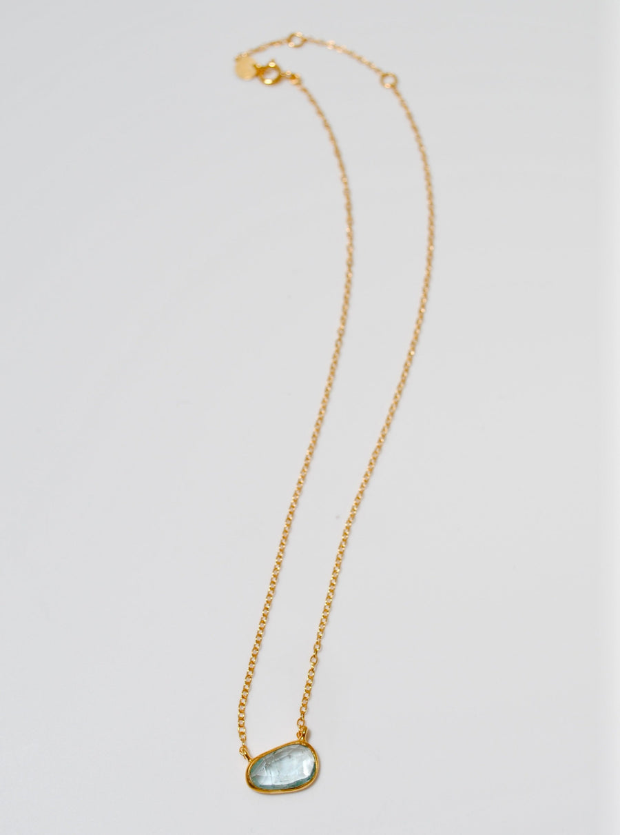 (モスアクアマリン/gold) free shape chain necklace