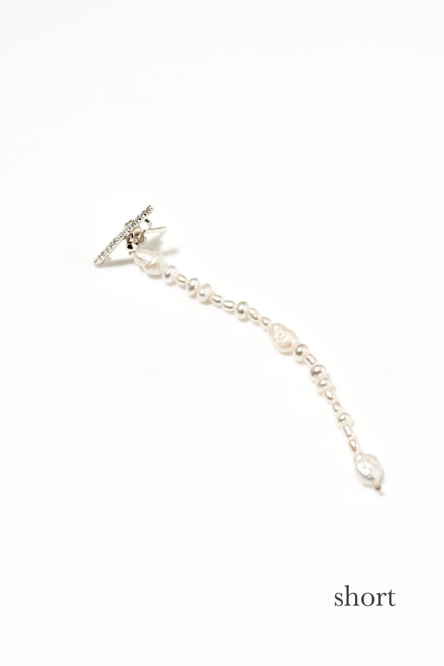 (パール・モアサナイト/silver) 2way baby pearl pierced earring-single-