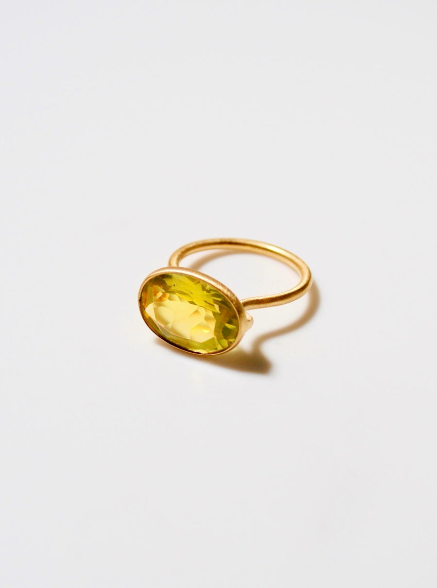 (ゴールデングリーンクオーツ/gold) oval flower ring