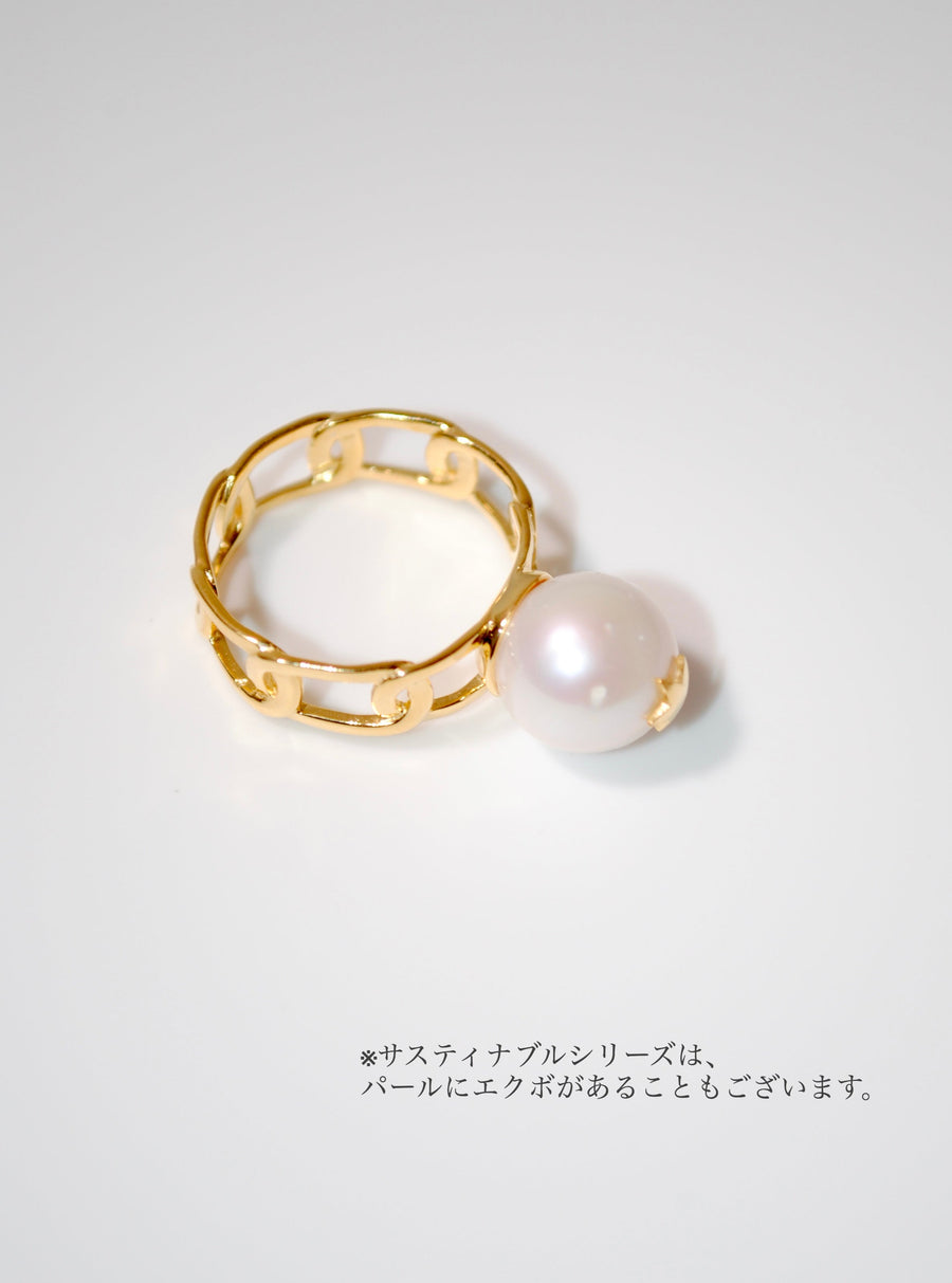 (淡水ホワイトパール/ gold ) dragon star pearl ring