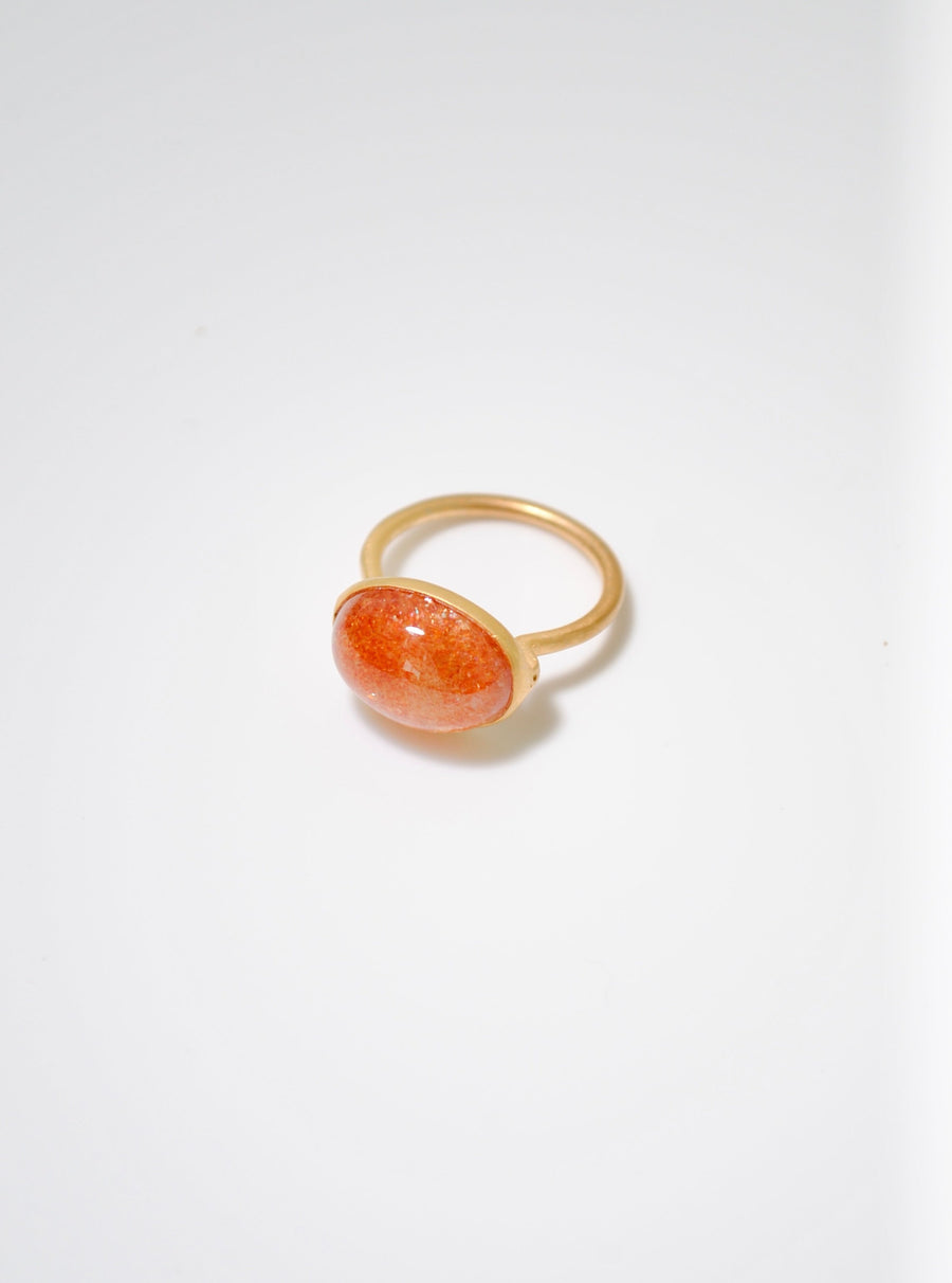 (サンストーン/gold) oval flower CAB  ring
