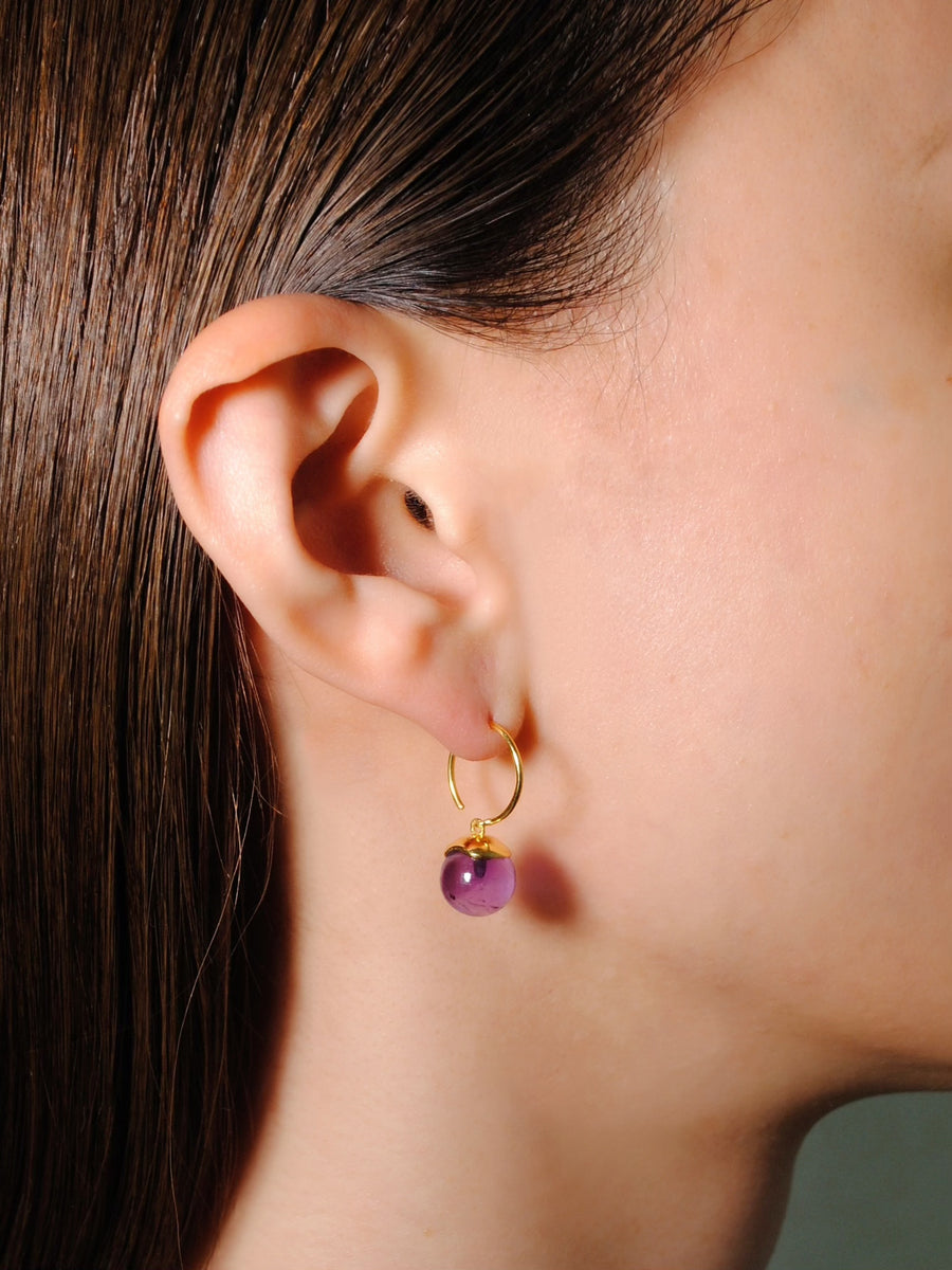 (アメジスト/gold) acorn pierced earring