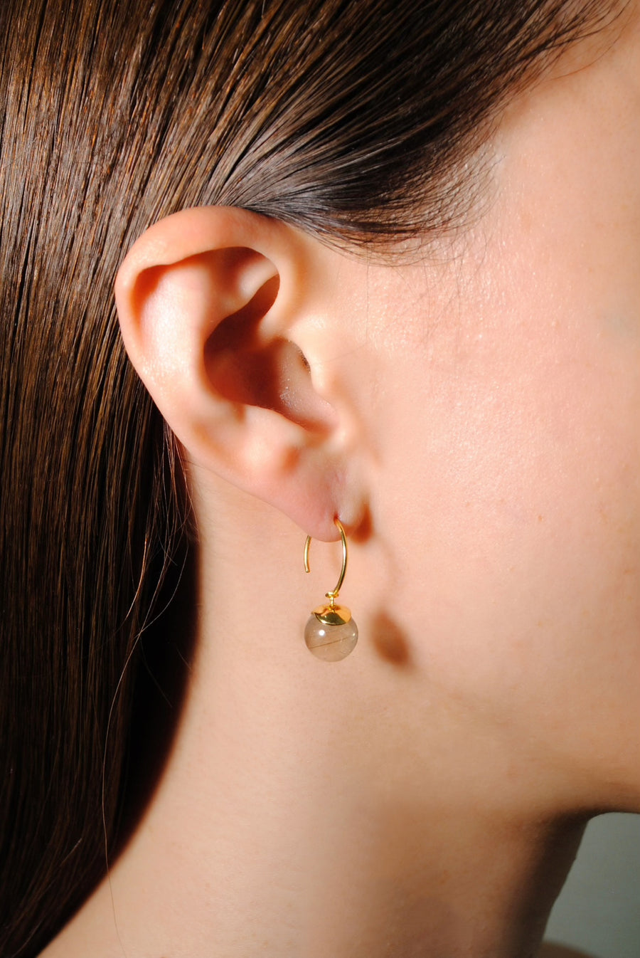 (ゴールデンルチルクオーツ/gold) acorn pierced earring