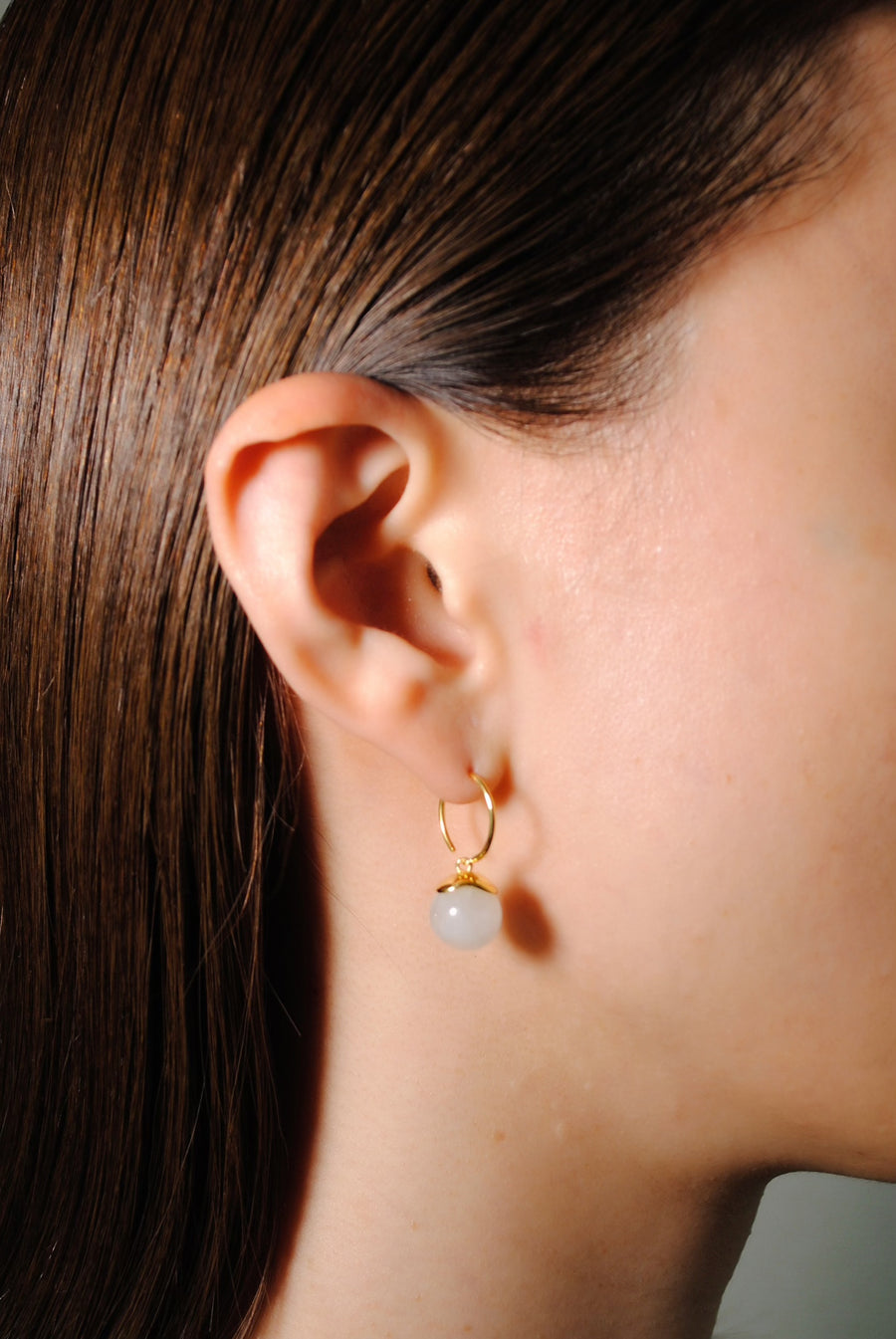 (レインボームーンストーン/gold) acorn pierced earring