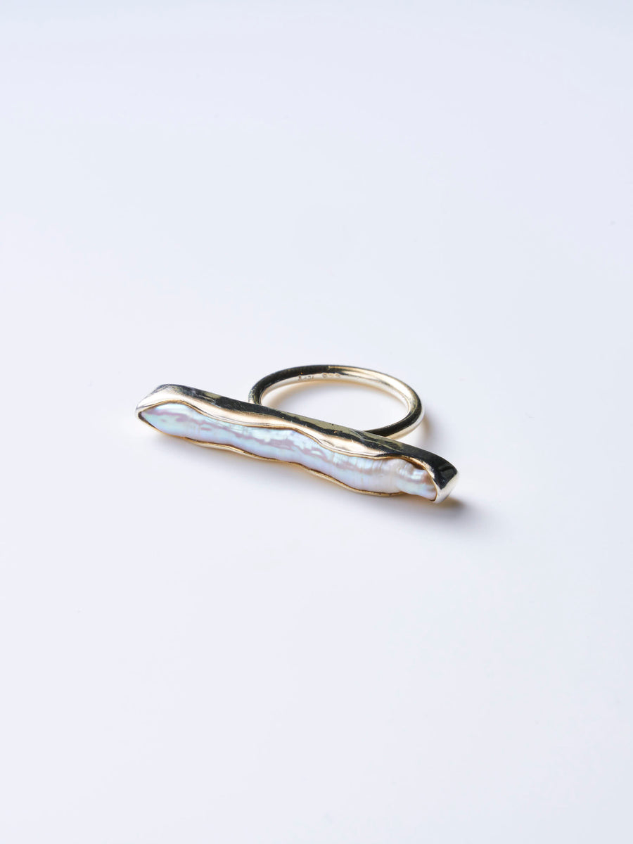 (ロングパール/gold) flute ring：pearl series