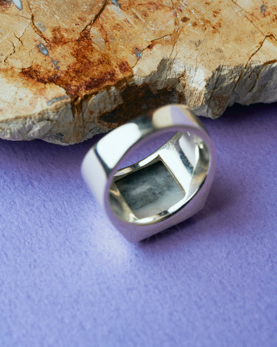 (ハウライト/silver) unisex block ring