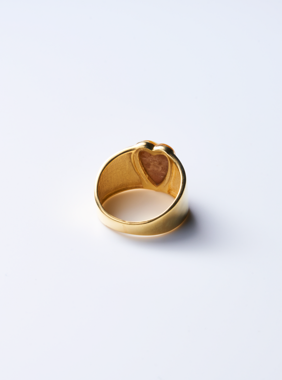 (マザーオブパール/gold) long heart rough ring