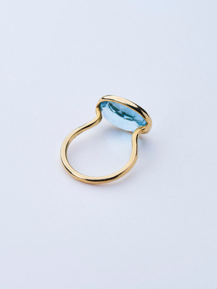 ブルートパーズ(gold)：oval flower ring