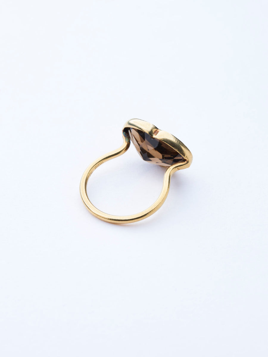 (スモーキークオーツ/gold)：Ms.heart ring