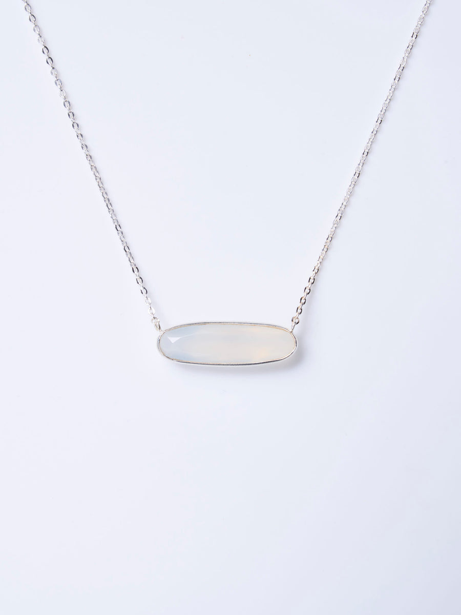 (ホワイトカルセドニー/siver) eclair necklace