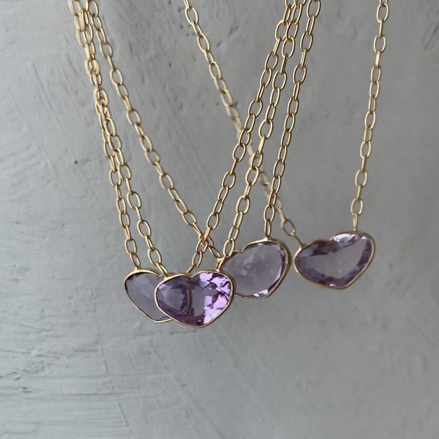 ピンクアメジスト(gold)：Ms.heart necklace