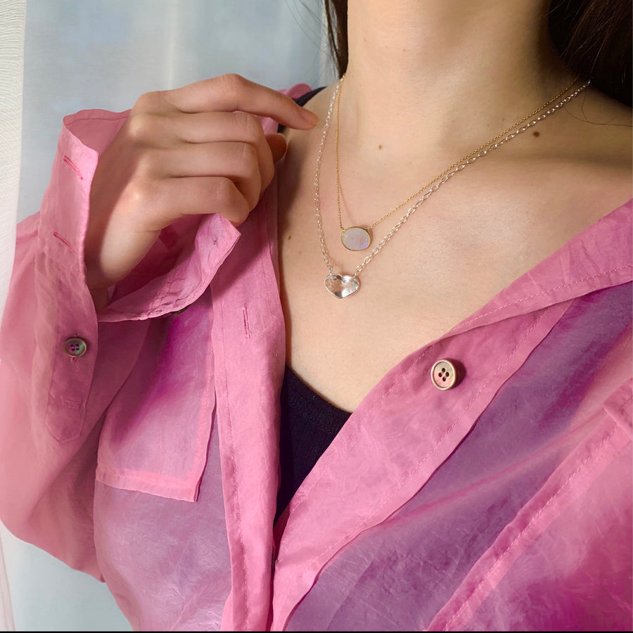 (クリスタル/silver)：Ms.heart necklace
