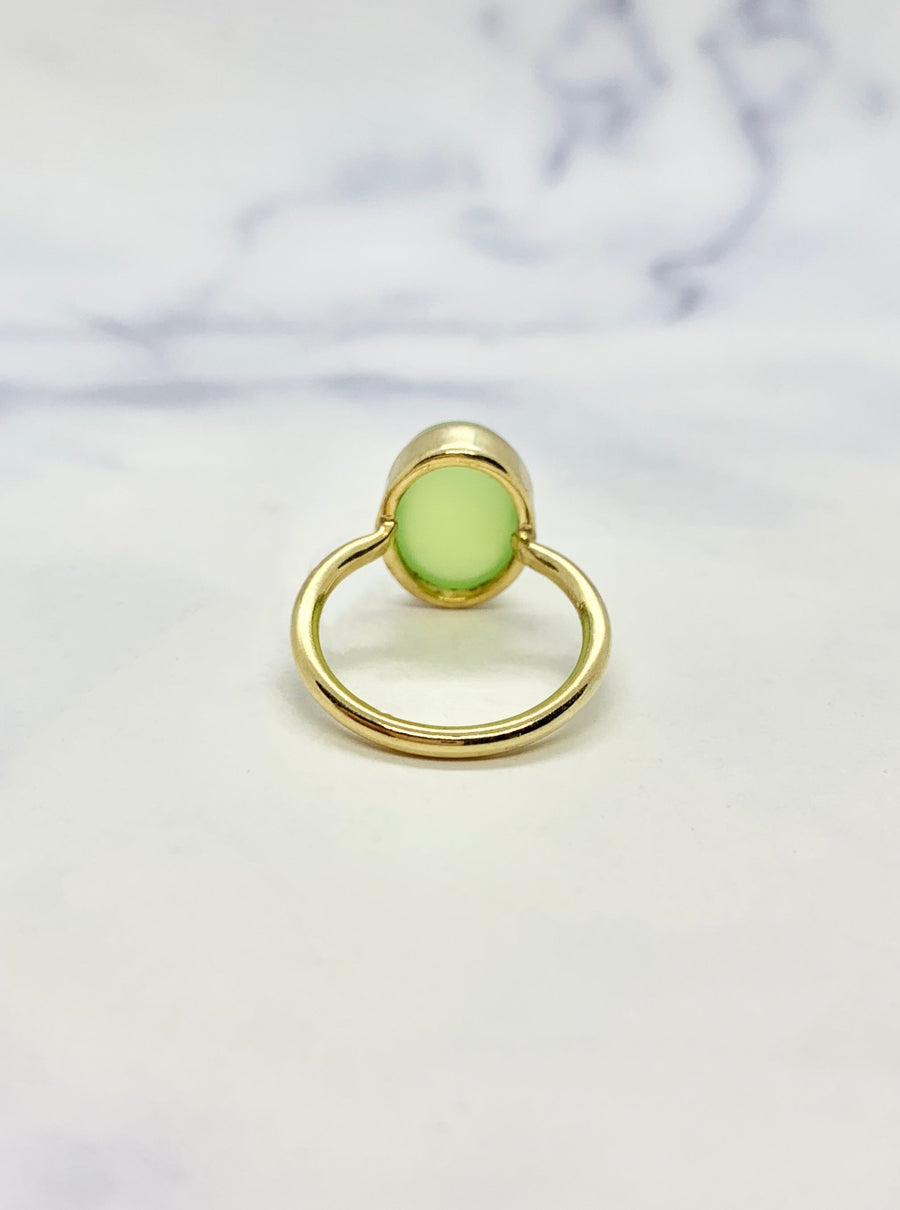 プレナイトカルセドニー(gold) ：basic oval ring