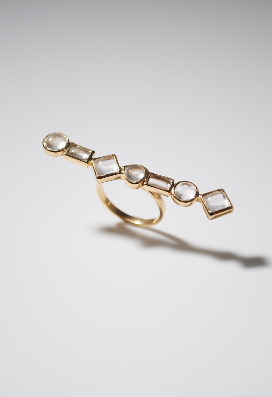 (クリスタル/gold) multi shape bar ring